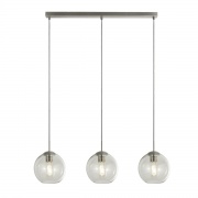 PENDANT 3LT BAR, SATIN SILVER WITH CLEAR GLASS