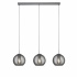 PENDANT 3LT BAR, SATIN SILVER WITH CLEAR GLASS