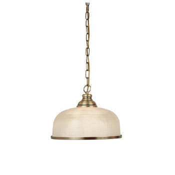 Svietidlá Searchlight - Bistro II Pendant  - Antique Brass & Holophane Style Glass | KÓD: 1682AB