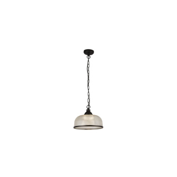 Svietidlá Searchlight - Highworth Pendant - Matt Black Metal & Holophane Style Glass | KÓD: 1682BK