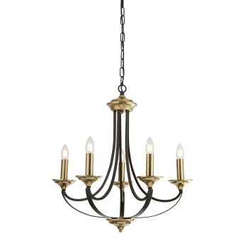 Svietidlá Searchlight - Belfry 5Lt Pendant - Dark Bronze & Brown Metal | KÓD: 1845-5BZ