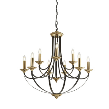 Svietidlá Searchlight - Belfry 9Lt Pendant - Dark Bronze & Brown Metal | KÓD: 1849-9BZ