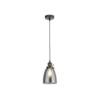Svietidlá Searchlight - Camden 1Lt Pendant  - Black Chrome Metal & Smoked Glass | KÓD: 1921-1BC