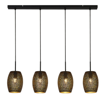 Svietidlá Searchlight - Laser 4Lt Bar Pendant - Black & Gold Laser Cut Metal | KÓD: 19231-4BGO