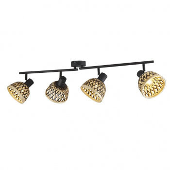 Svietidlá Searchlight - Lance 4Lt Spotlight Bar - Black Metal & Bamboo Shade | KÓD: 19931-4BK