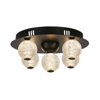 Svietidlá Searchlight - Asteroid LED Flush, Black Metal with Clear Acrylic Balls | KÓD: 20923BK