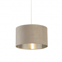 Drum Shade - Taupe Velvet with Silver Inner Dia.38cm - 21035TA 21035TA