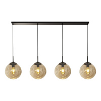 Punch 4Lt Bar Pendant- Black Metal & Champagne Punched Glass - 22123-4BK 22123-4BK