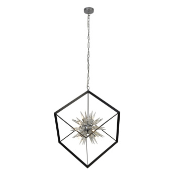 Svietidlá Searchlight - Stellar 6Lt Pendant- Black Metal & Crystal Glass | KÓD: 22606-1BK