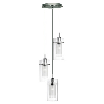 Svietidlá Searchlight - Duo I  3Lt Multi-Drop Pendant - Chrome Metal & Double Glass | KÓD: 2300-3