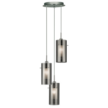 Svietidlá Searchlight - Duo II 3Lt Multi-Drop Pendant - Satin Silver & Smoked Glass | KÓD: 2300-3SM