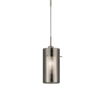Svietidlá Searchlight - Duo II Pendant - Satin Silver & Smoked Glass | KÓD: 2301SM