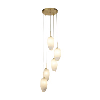 Rocky 5Lt Multi Drop  Pendant, Satin Brass Metal  & Glass - 23146-5SB 23146-5SB