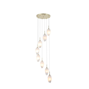 Svietidlá Searchlight - Rocky 8Lt Multi Drop Pendant, Satin Brass Metal  & Glass | KÓD: 23147-8SB