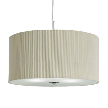 Svietidlá Searchlight - Drum 3Lt Pendant - Beige Pleated Fabric & Chrome Metal | KÓD: 2356-60CR