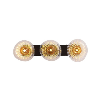 Svietidlá Searchlight - Sunbeam 3lt Wall Light, Clear and Amber Ribbed Glass | KÓD: 24122-3BK