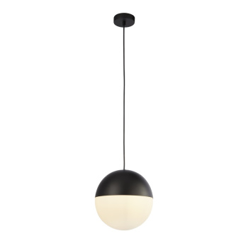 Svietidlá Searchlight - Endor Pendant  - Black Metal & Opal Glass | KÓD: 24181BK