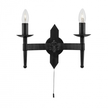 Svietidlá Searchlight - Cartwheel II  2Lt Wall Light - Black Wrought Iron | KÓD: 2422-2BK