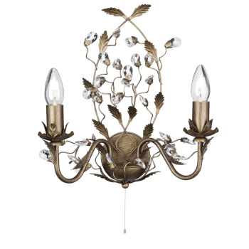 Svietidlá Searchlight - Almandite 2Lt Wall Light  - Brown Gold Metal & Clear Crystal | KÓD: 2492-2BR
