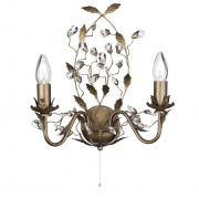 ALMANDITE - 8LT CEILING, BROWN GOLD FINISH WITH LEAF DRESSING AND CLEAR CRYSTAL DECO