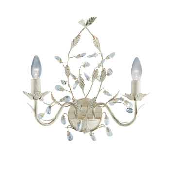 Svietidlá Searchlight - Alamandite 2Lt Wall Light - Cream & Gold Metal, Glass Drops | KÓD: 2492-2CR