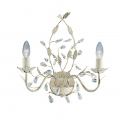ALMANDITE - 8LT CEILING, CREAM GOLD FINISH WITH LEAF DRESSING AND CLEAR CRYSTAL DECO