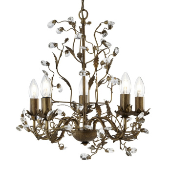 Svietidlá Searchlight - Almandite 5Lt Pendant - Brown Gold Metal & Clear Crystal | KÓD: 2495-5BR