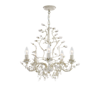 Svietidlá Searchlight - Alamandite 5Lt Pendant - Cream & Gold Metal & Glass Drops | KÓD: 2495-5CR