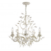 ALMANDITE - 12LT CEILING, CREAM GOLD FINISH WITH LEAF DRESSING AND CLEAR CRYSTAL DECO
