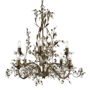 Svietidlá Searchlight - Almandite 8Lt Pendant  - Brown Gold Metal & Clear Crystal | KÓD: 2498-8BR