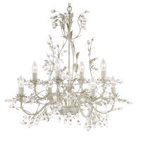 Alamandite 8Lt Pendant - Cream & Gold Metal & Glass Drops - 2498-8CR 2498-8CR