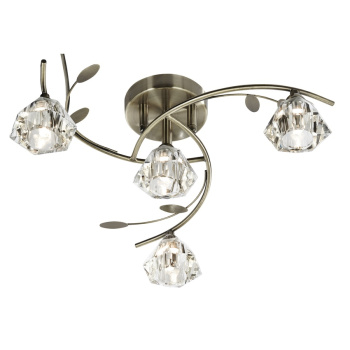 Svietidlá Searchlight - Sierra 4Lt Semi-Flush Ceiling Light - Antique Brass & Glass | KÓD: 2634-4AB
