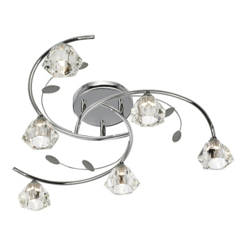 Svietidlá Searchlight - Sierra 6Lt Semi-Flush - Chrome & Clear Glass | KÓD: 2636-6CC