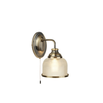 Svietidlá Searchlight - Bistro II Wall Light- Antique Brass & Holophane Style Glass | KÓD: 2671-1AB