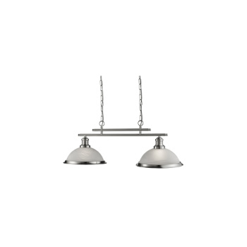 Svietidlá Searchlight - Bistro 2Lt Bar Pendant  - Satin Silver Metal & Glass | KÓD: 2682-2SS