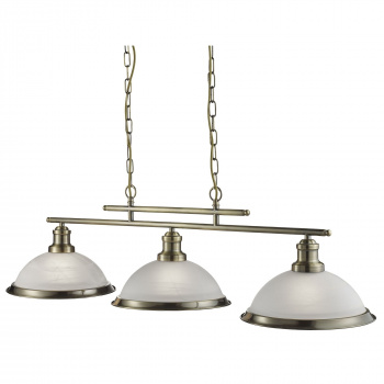 Svietidlá Searchlight - Bistro 3Lt Bar Pendant - Antique Brass Metal & Acid Glass | KÓD: 2683-3AB
