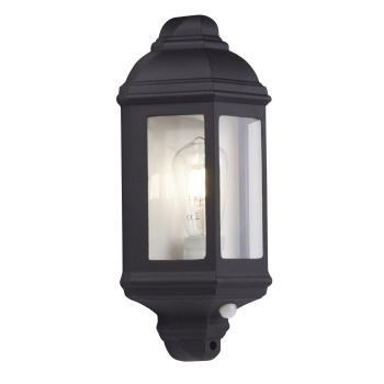 Svietidlá Searchlight - Maine  Outdoor Wall Light - Black Metal & Clear Glass | KÓD: 280BK-PIR