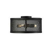 Fishnet 3Lt Flush - Matt Black Metal & Mesh Shade - 2843-3BK 2843-3BK