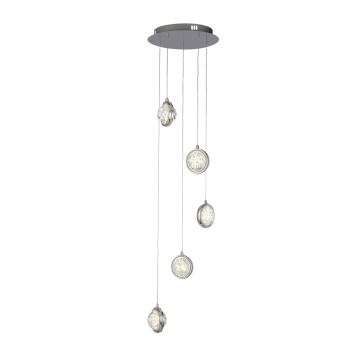 Svietidlá Searchlight - Quartz 5Lt Ceiling Pendant - Chrome & Bubble Glass | KÓD: 28701-5CC