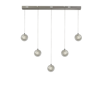 Svietidlá Searchlight - Quartz 5Lt Bar Ceiling Pendant - Chrome & Bubble Glass | KÓD: 28702-5CC