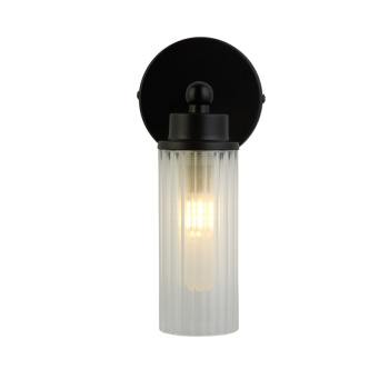 Svietidlá Searchlight - Imperial 1Lt Wall Light, Matt Black Metal & Clear Ribbed Gla | KÓD: 29981BK