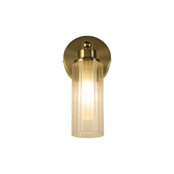 Svietidlá Searchlight - Imperial 1Lt Wall Light, Satin Brass Metal & Clear Ribbed Gl | KÓD: 29981SB