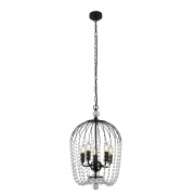 SHOWER 5LT PENDANT, BLACK FINISH, METAL WITH CLEAR CRYSTAL