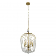 Shower 5Lt Pendant -Gold Metal & Clear Crystal