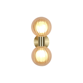 Svietidlá Searchlight - Luminsphere 2Lt Wall Light, Brass with Champagne Glass IP44 | KÓD: 30507GO