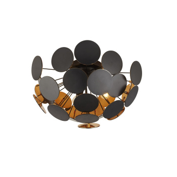 Svietidlá Searchlight - Discus 3Lt Semi-Flush  - Black Metal, Black & Gold PC Discs | KÓD: 3073-3BG