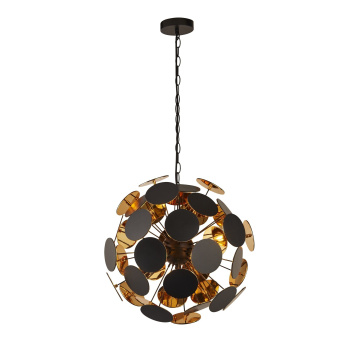 Svietidlá Searchlight - Discus 4Lt Pendant  - Black Metal, Black & Gold PC Discs | KÓD: 3074-4BG