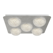 Celestia 5Lt LED Flush Ceiling Light - Silver Leaf & Acrylic