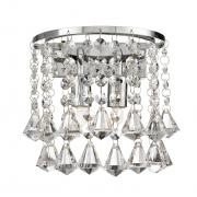 DORCHESTER - 5LT CEILING, CHROME WITH CLEAR CRYSTAL BUTTONS & PYRAMID DROPS