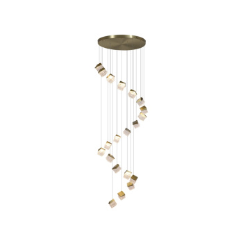 Svietidlá Searchlight - Cuboid 20Lt LED Multi Drop Pendant, Satin Brass Metal with C | KÓD: 33640-20SB